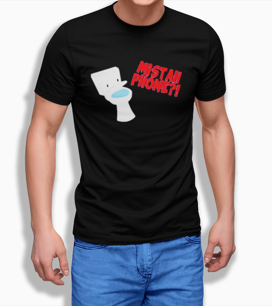 Mistah Phone Toilet Pun Illustration Humor T-Shirt
