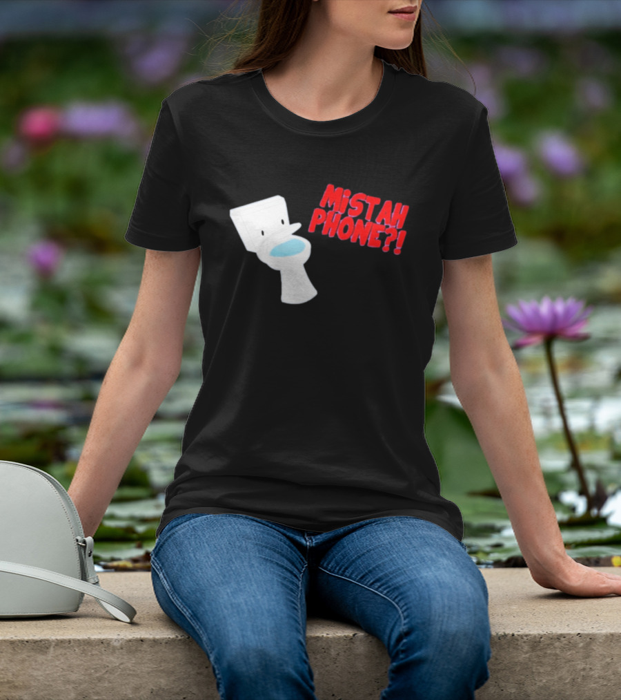 Mistah Phone Toilet Pun Illustration Humor T-Shirt