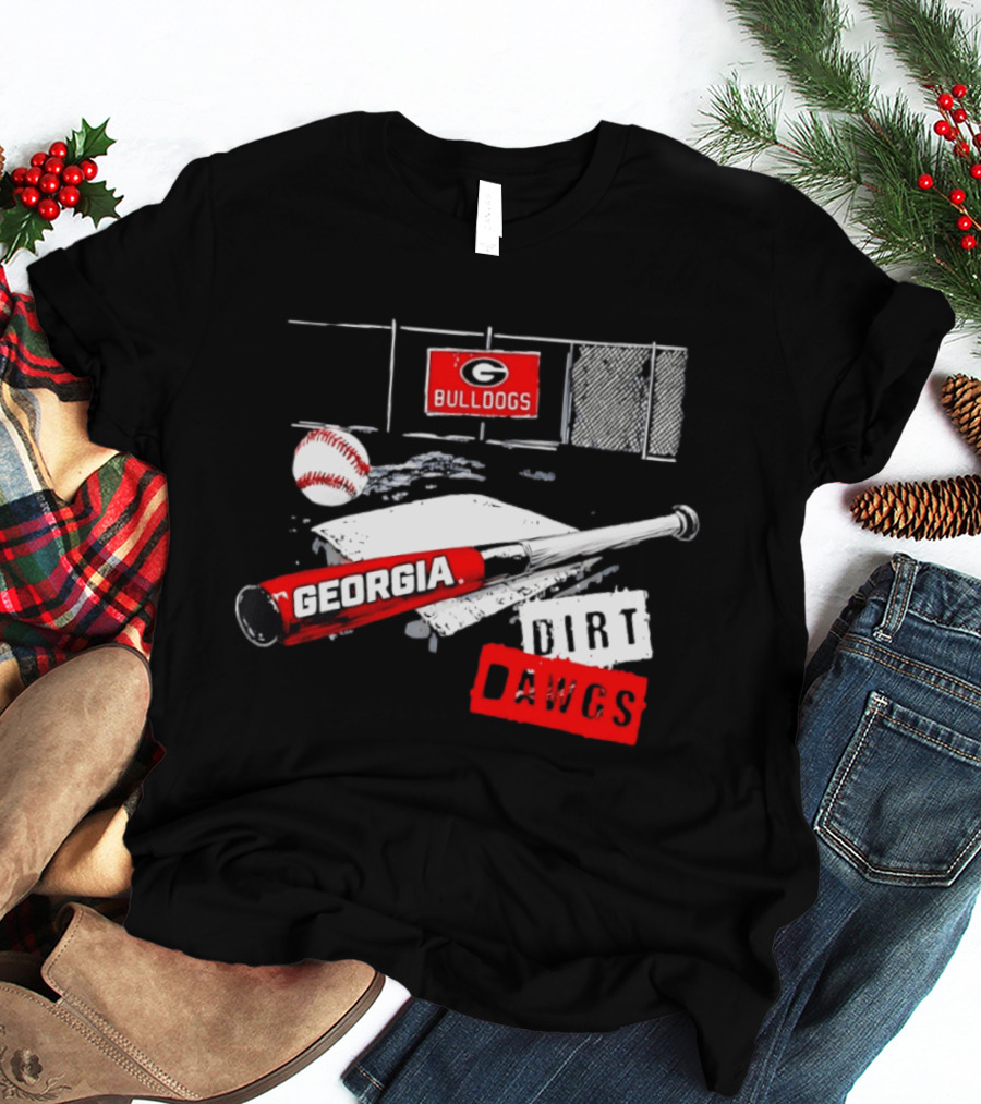 Georgia Bulldogs Baseball Dirt Dawgs Field Bat And Ball T-Shirt