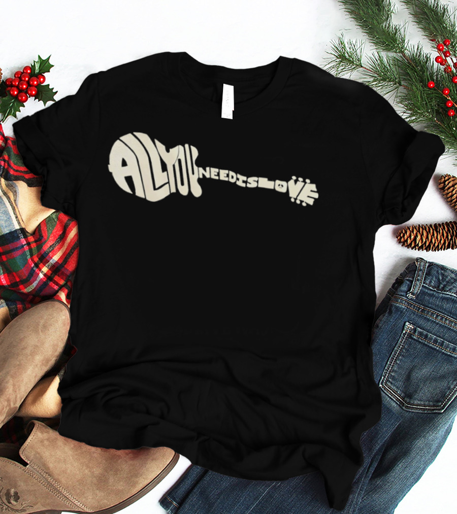 All You Need Is Love Peace And Music Guitar T-Shirt