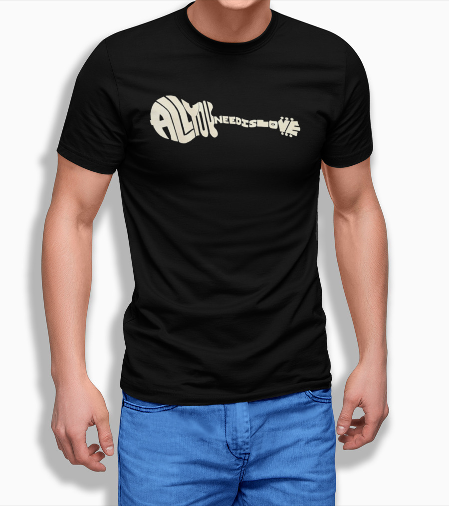 All You Need Is Love Peace And Music Guitar T-Shirt
