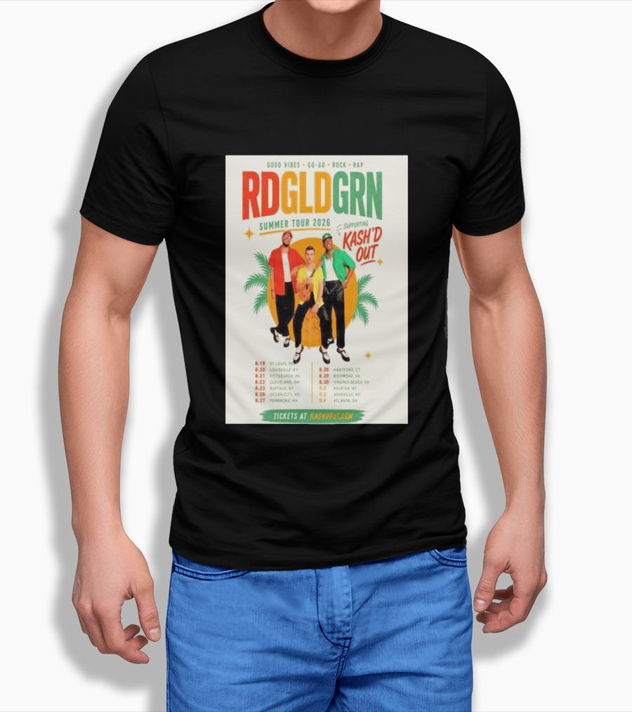 RDGLDGRN Summer Tour 2026 Good Vibes Go Go Rock Rap Supporting Kash'd Out T-Shirt