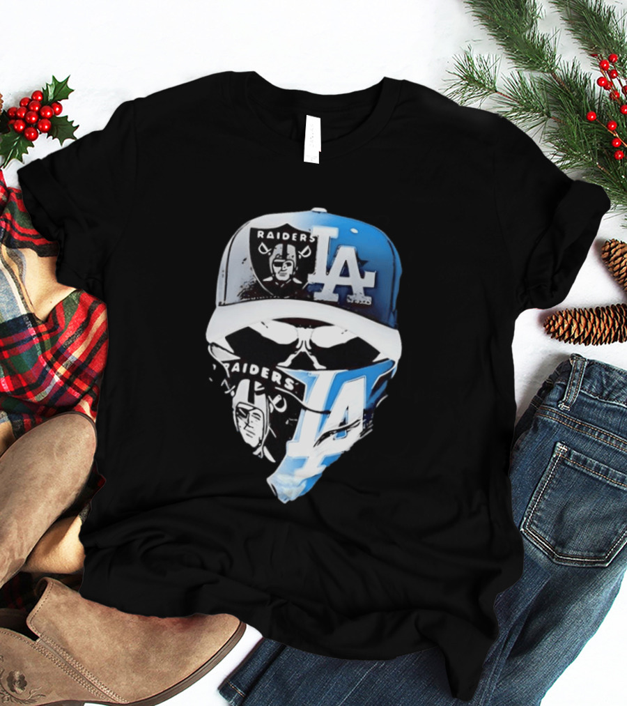 Las Vegas Raiders Los Angeles Dodgers Split Raiders LA T-Shirt