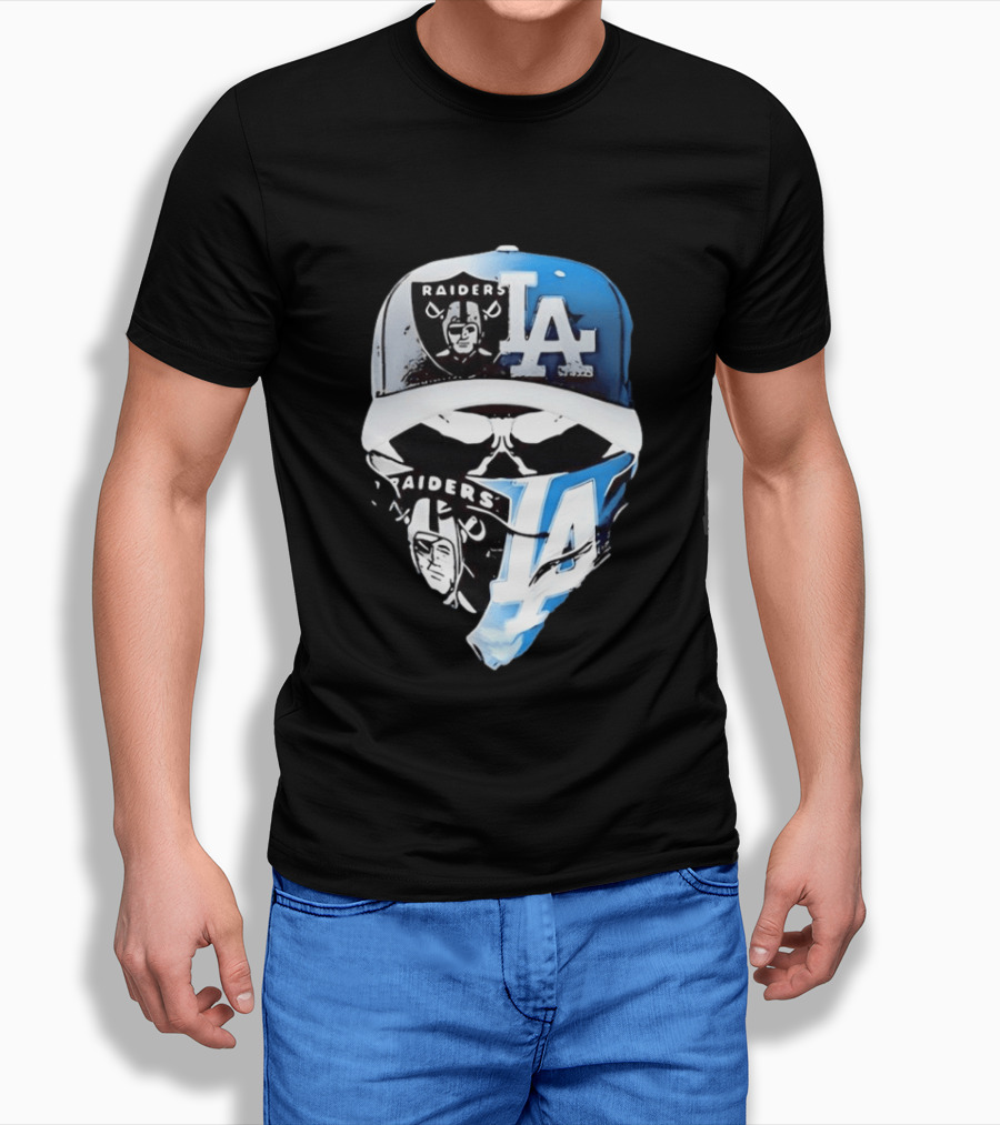 Las Vegas Raiders Los Angeles Dodgers Split Raiders LA T-Shirt