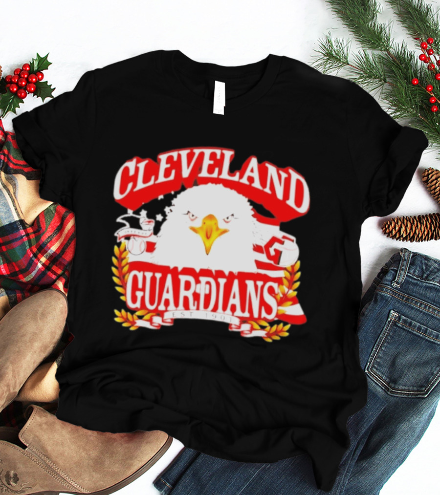 Cleveland Guardians Bald Eagle American Flag Baseball Est 1901 T-Shirt