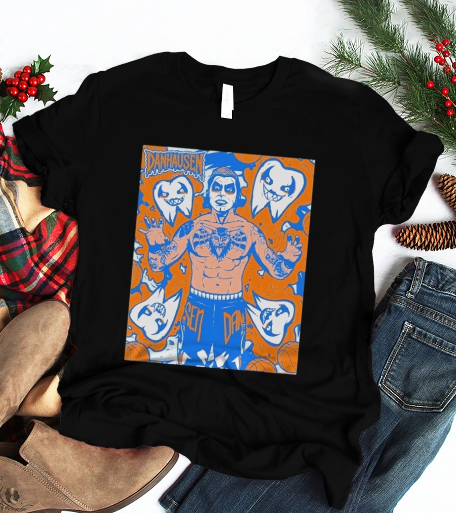 New York Knicks Danhausen Collaboration Uncursed Cartoon T-Shirt