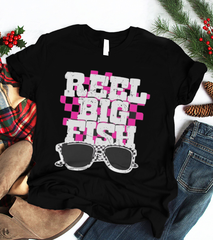 Reel Big Fish Checkered Sunglasses Pink Checkerboard T-Shirt