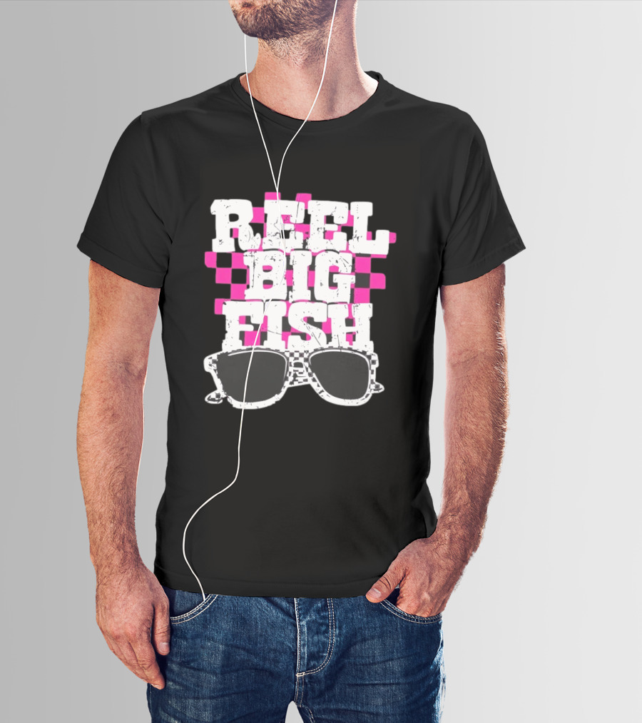 Reel Big Fish Checkered Sunglasses Pink Checkerboard T-Shirt