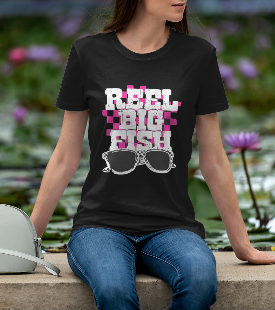 Reel Big Fish Checkered Sunglasses Pink Checkerboard T-Shirt
