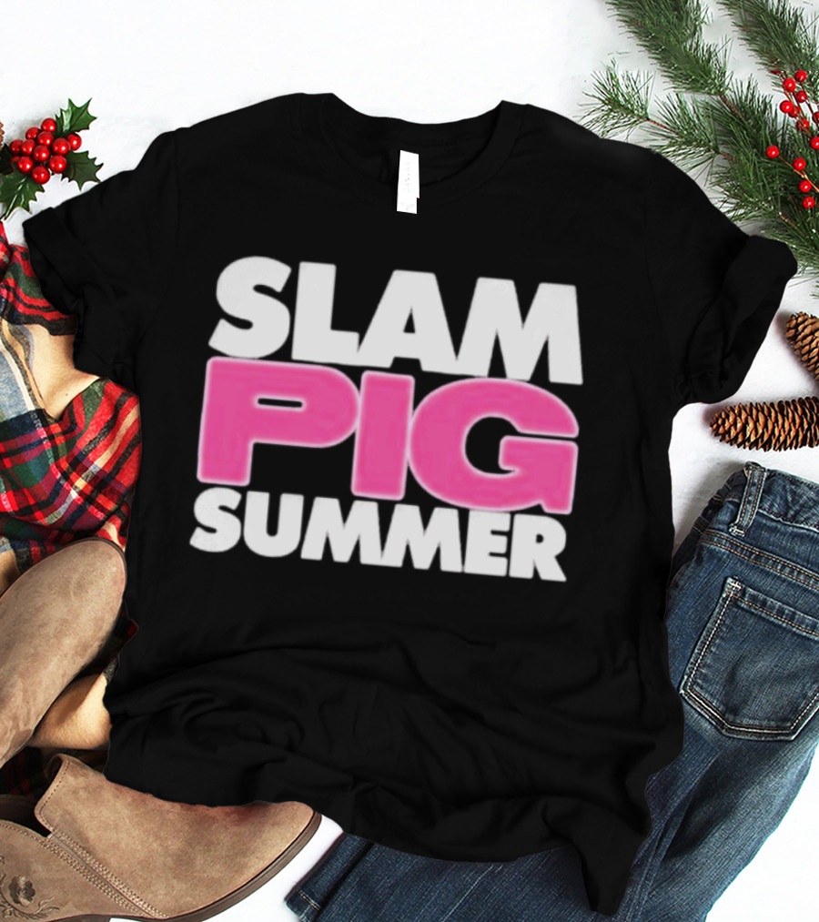Slam Pig Summer Bold Pink Text Trend T-Shirt