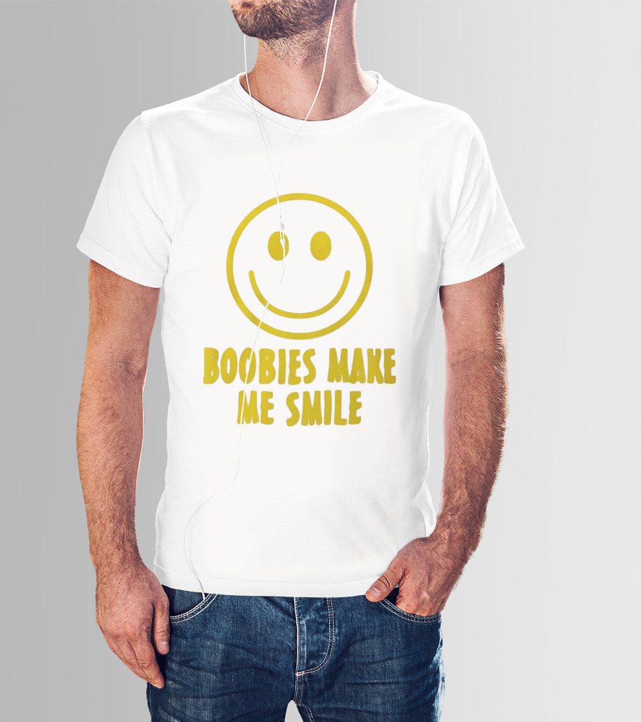Boobies Make Me Smile Yellow Smiley Face T-Shirt