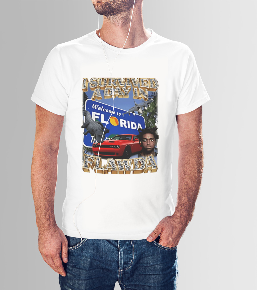 I Survived A Day In Flawda Welcome To Florida Dodge Jet Manatee Adventure T-Shirt