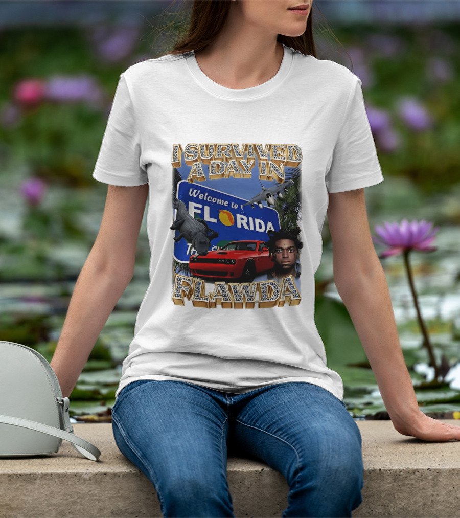 I Survived A Day In Flawda Welcome To Florida Dodge Jet Manatee Adventure T-Shirt