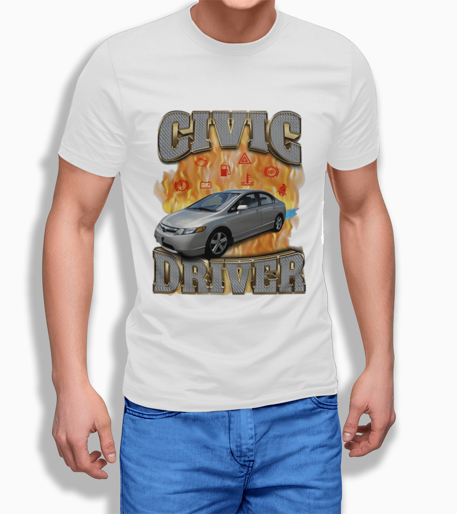 Civic Driver Flames Car T-Shirt