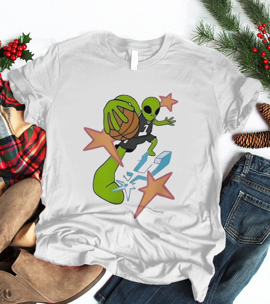 San Antonio Spurs Alien Basketball Dunking Stars T-Shirt
