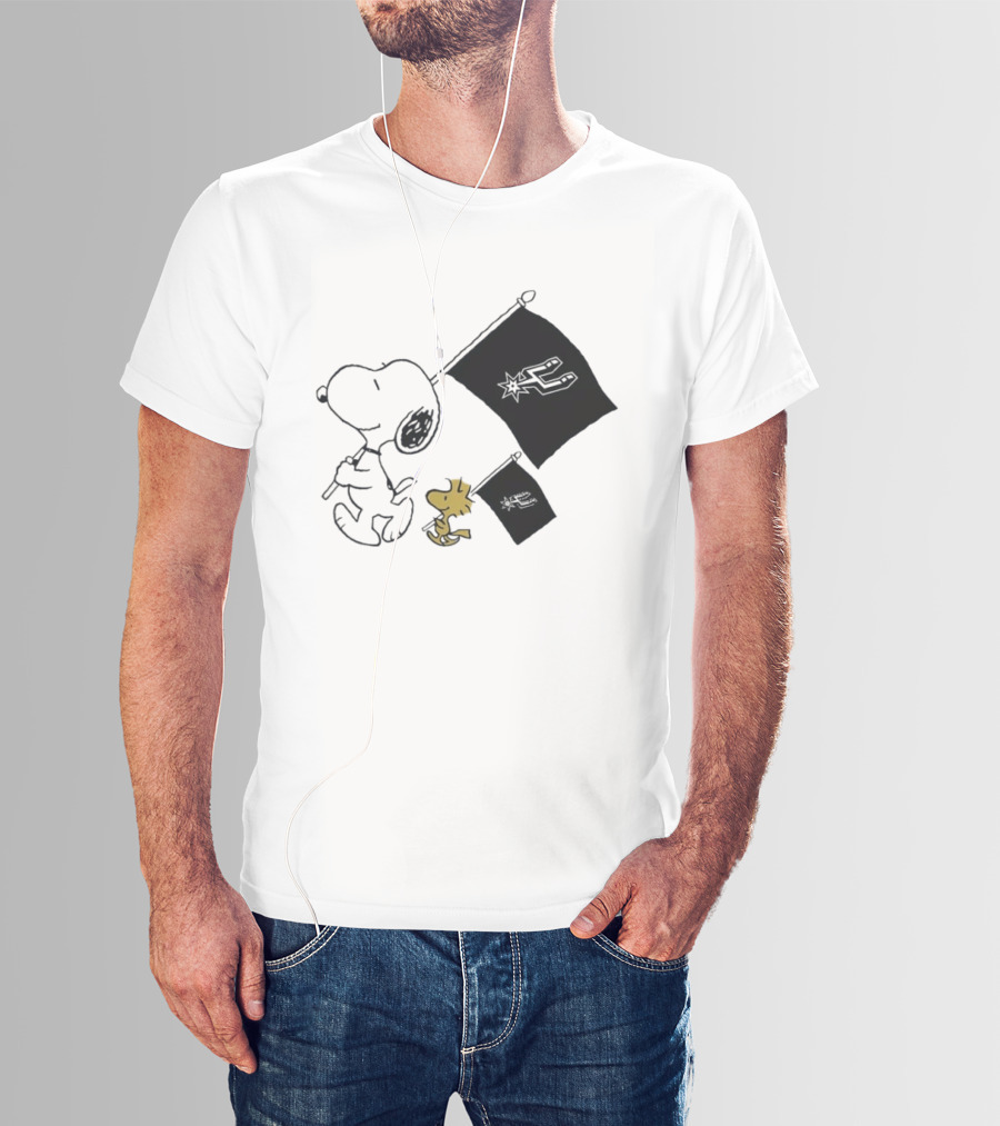 Snoopy Woodstock San Antonio Spurs Flags Peanuts NBA Fan T-Shirt