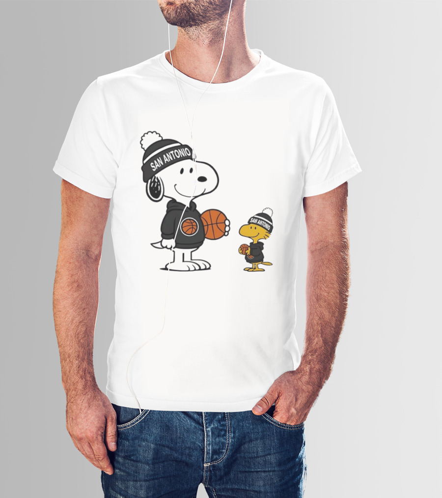 Snoopy And Woodstock Basketball Fans San Antonio Beanies T-Shirt