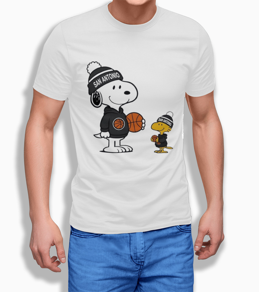 Snoopy And Woodstock Basketball Fans San Antonio Beanies T-Shirt