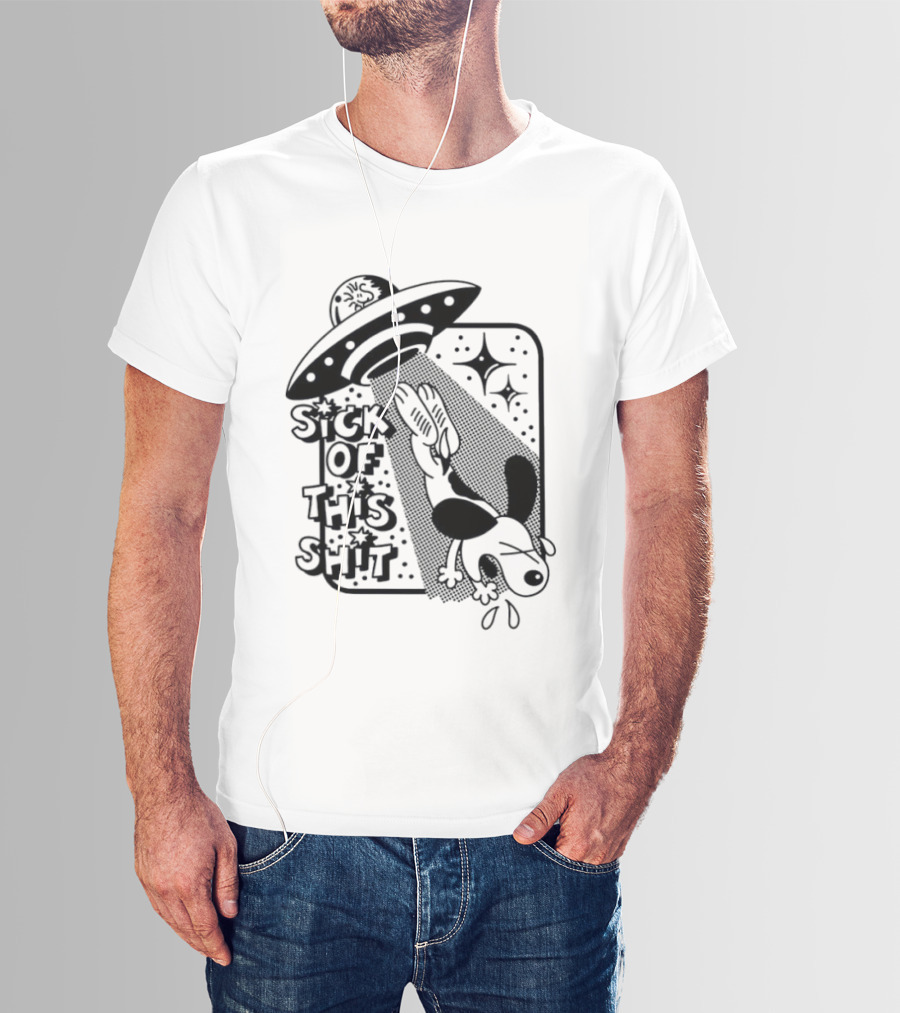 Snoopy Gets Abducted Sick Of This Shit UFO T-Shirt