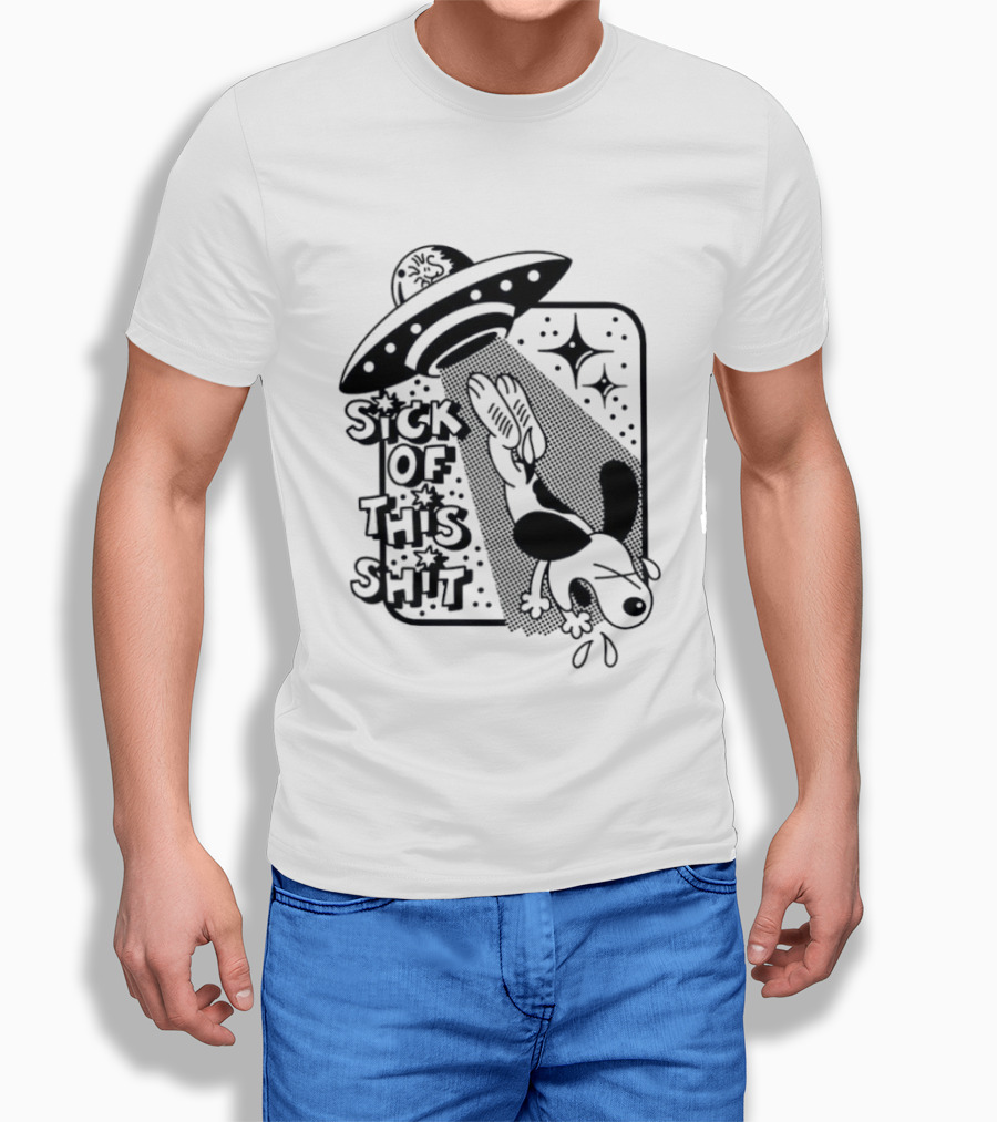 Snoopy Gets Abducted Sick Of This Shit UFO T-Shirt