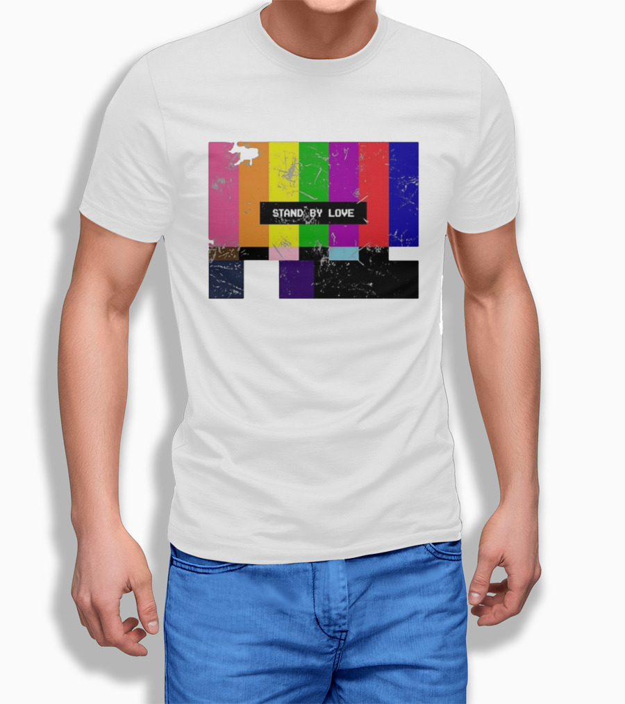 Stand By Love Retro TV Rainbow Pride Multicolor Lines T-Shirt