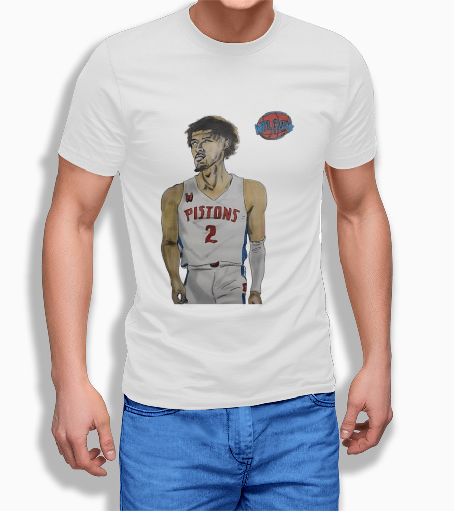 Cade Cunningham Welcome Detroit Pistons Hand Drawn Basketball Player Number 2 T-Shirt