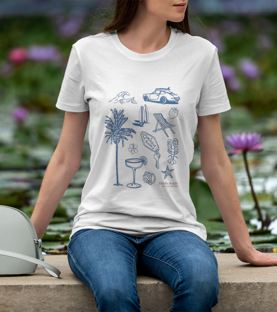The Coastal Sheer 2026 Summer Collection Palm Waves Surfing Suntanning Chilling Ocean Daze Adventure T-Shirt