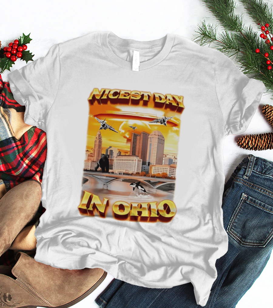 Nicest Day In Ohio Cityscape With Jets And Wildlife T-Shirt
