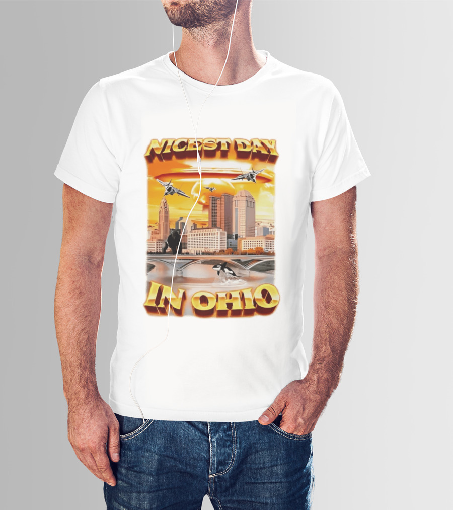 Nicest Day In Ohio Cityscape With Jets And Wildlife T-Shirt