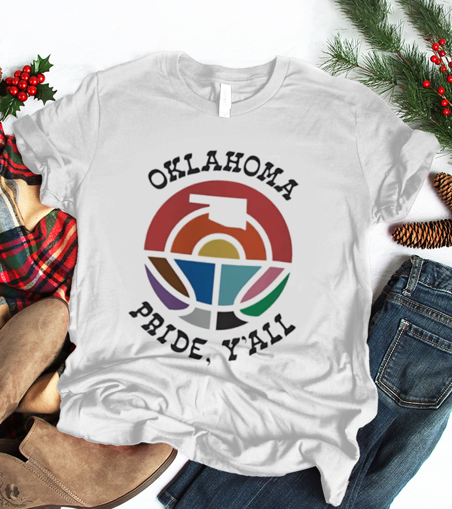Oklahoma Pride Y'all Colorful State Sunset T-Shirt