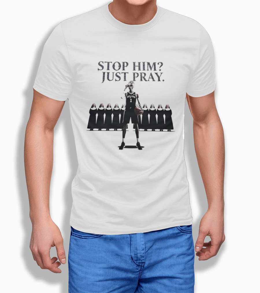 Victor Wembanyama Alien Mask Stop Him Just Pray Nuns T-Shirt