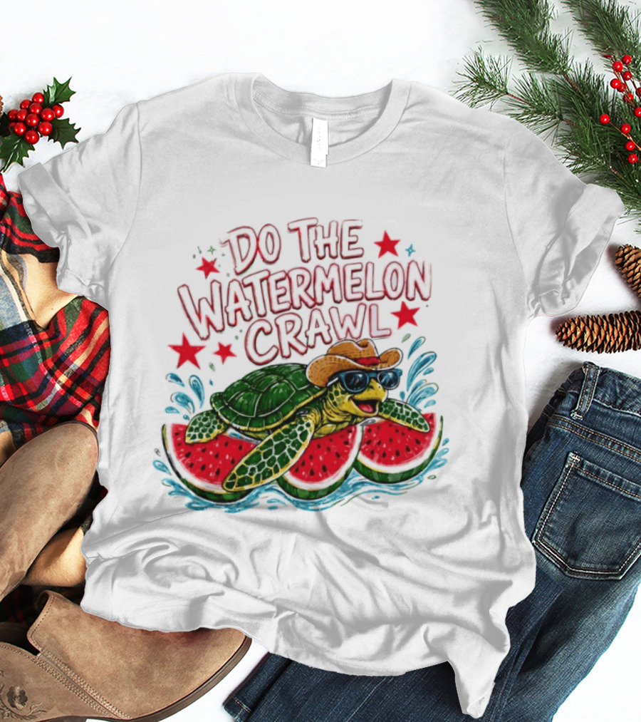 Do The Watermelon Crawl Turtle Cowboy Sunglasses Summer Fun T-Shirt