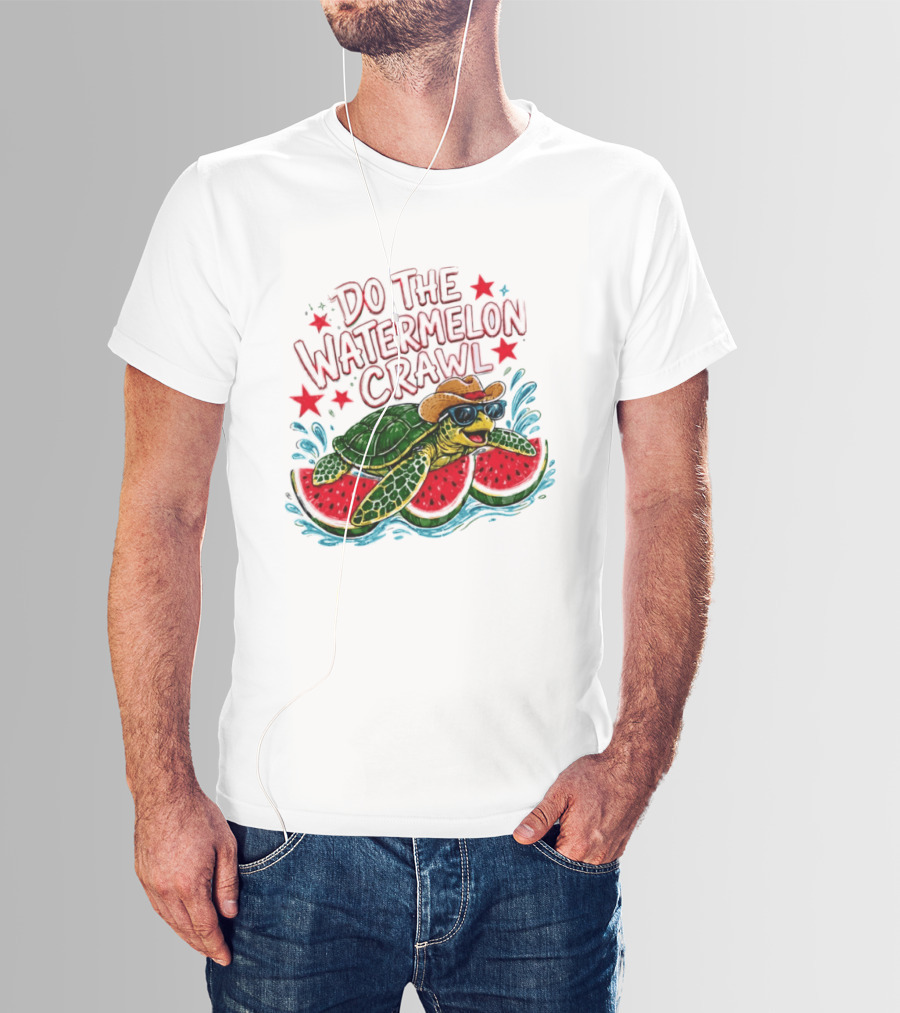 Do The Watermelon Crawl Turtle Cowboy Sunglasses Summer Fun T-Shirt