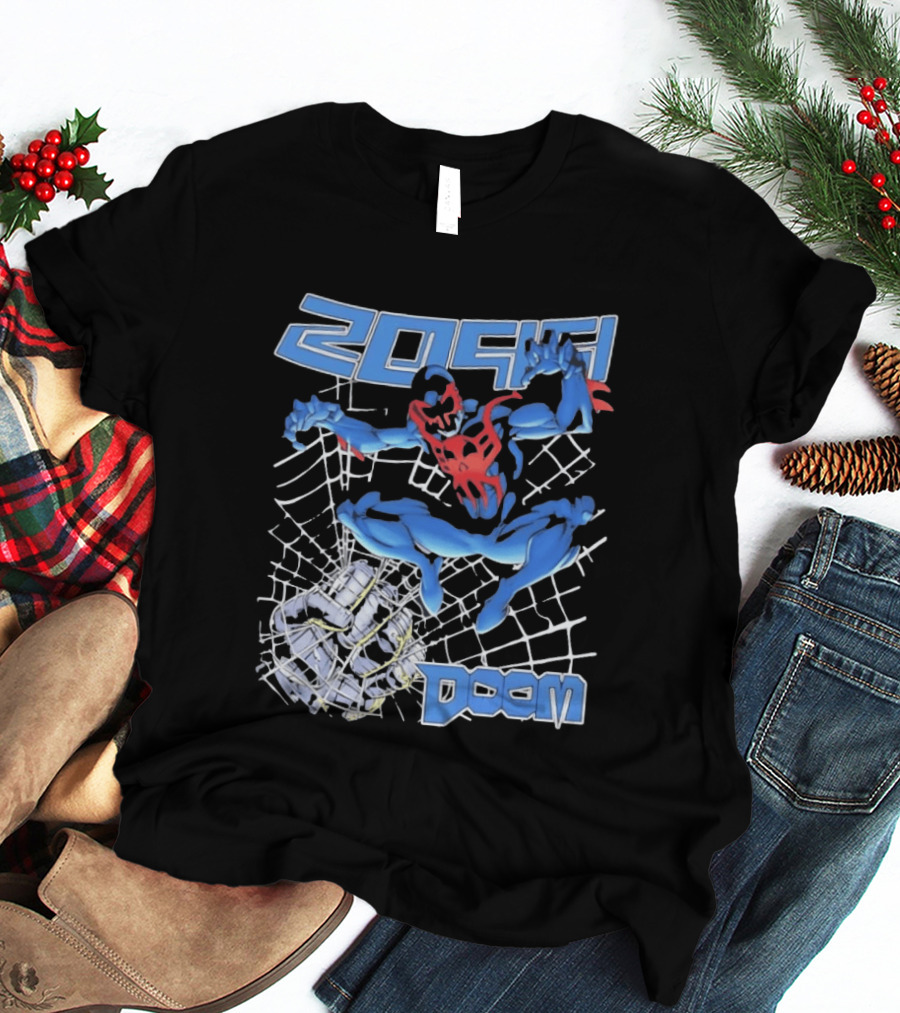 2099 Spider Man Doom Web Punching Action T-Shirt