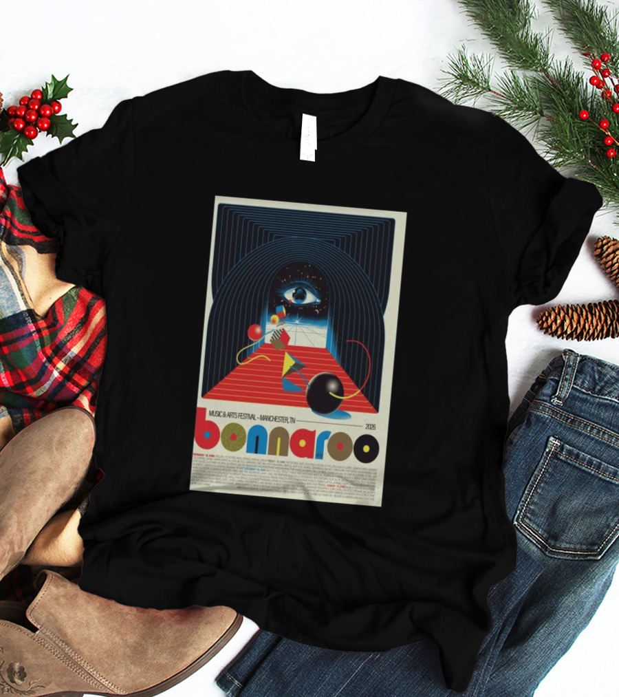 Bonnaroo Music & Arts Festival 2026 Manchester TN June 11 14 Retro Eye T-Shirt
