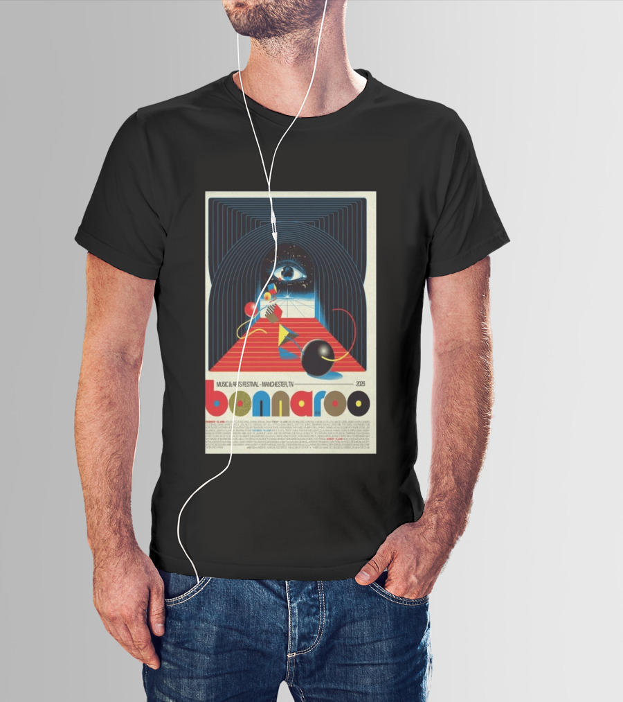 Bonnaroo Music & Arts Festival 2026 Manchester TN June 11 14 Retro Eye T-Shirt