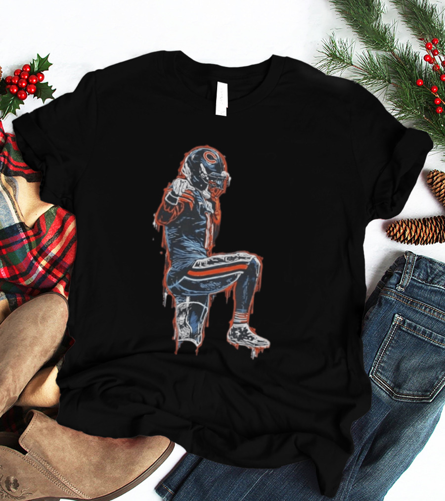 Chicago Bears Kneeling Player Dripping Effect Football Merchandise T-Shirt