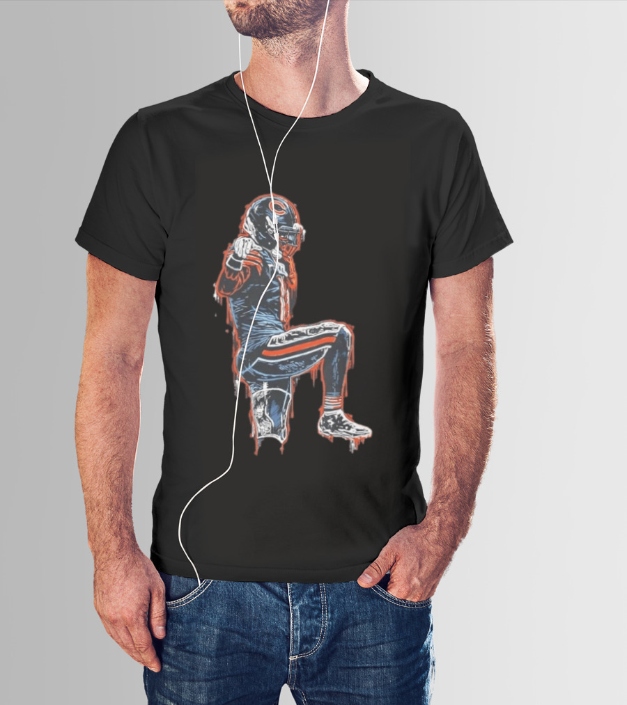 Chicago Bears Kneeling Player Dripping Effect Football Merchandise T-Shirt
