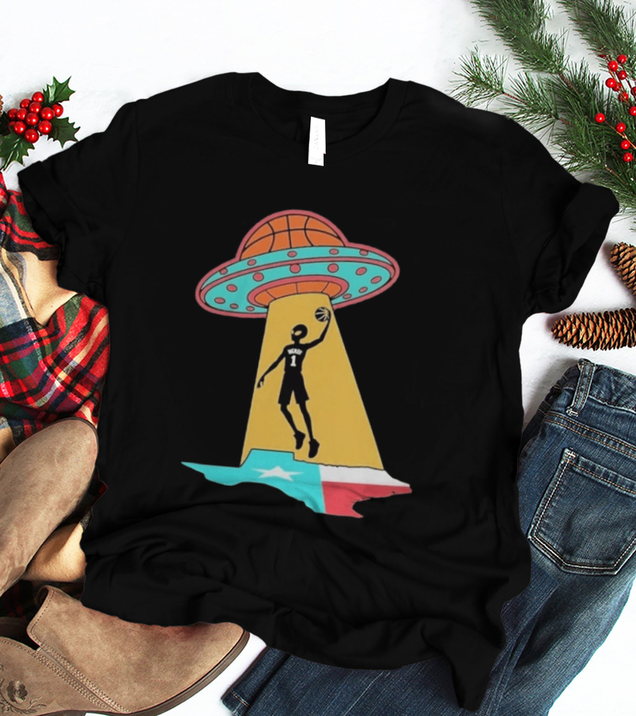 San Antonio Wemby The Alien Spurs Star UFO Basketball Texas T-Shirt