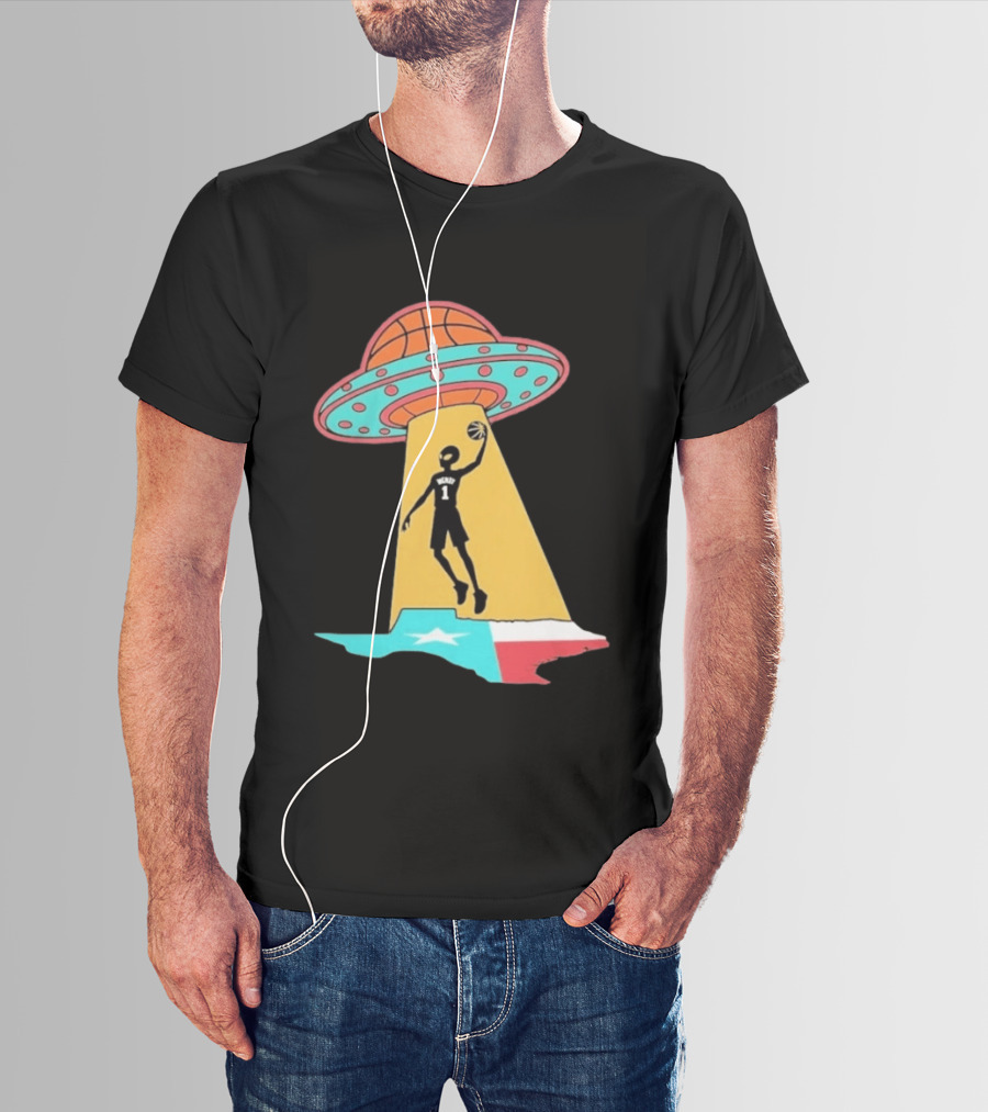 San Antonio Wemby The Alien Spurs Star UFO Basketball Texas T-Shirt
