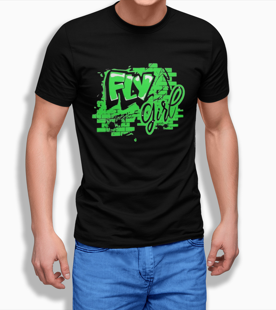 Fly Girl Graffiti Street Brick Wall T-Shirt
