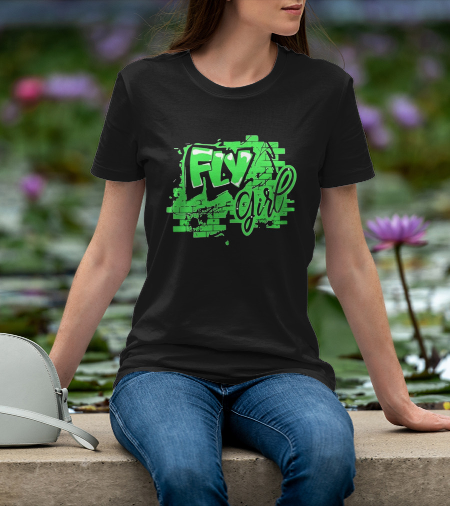 Fly Girl Graffiti Street Brick Wall T-Shirt