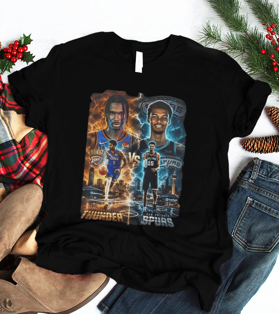 Shai Gilgeous Alexander Oklahoma City Thunder Vs Victor Wembanyama San Antonio Spurs NBA Showdown T-Shirt