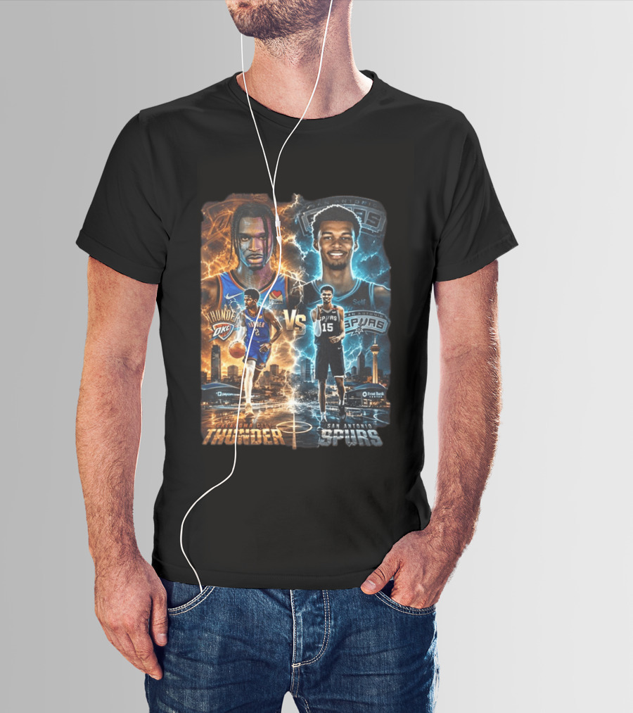 Shai Gilgeous Alexander Oklahoma City Thunder Vs Victor Wembanyama San Antonio Spurs NBA Showdown T-Shirt