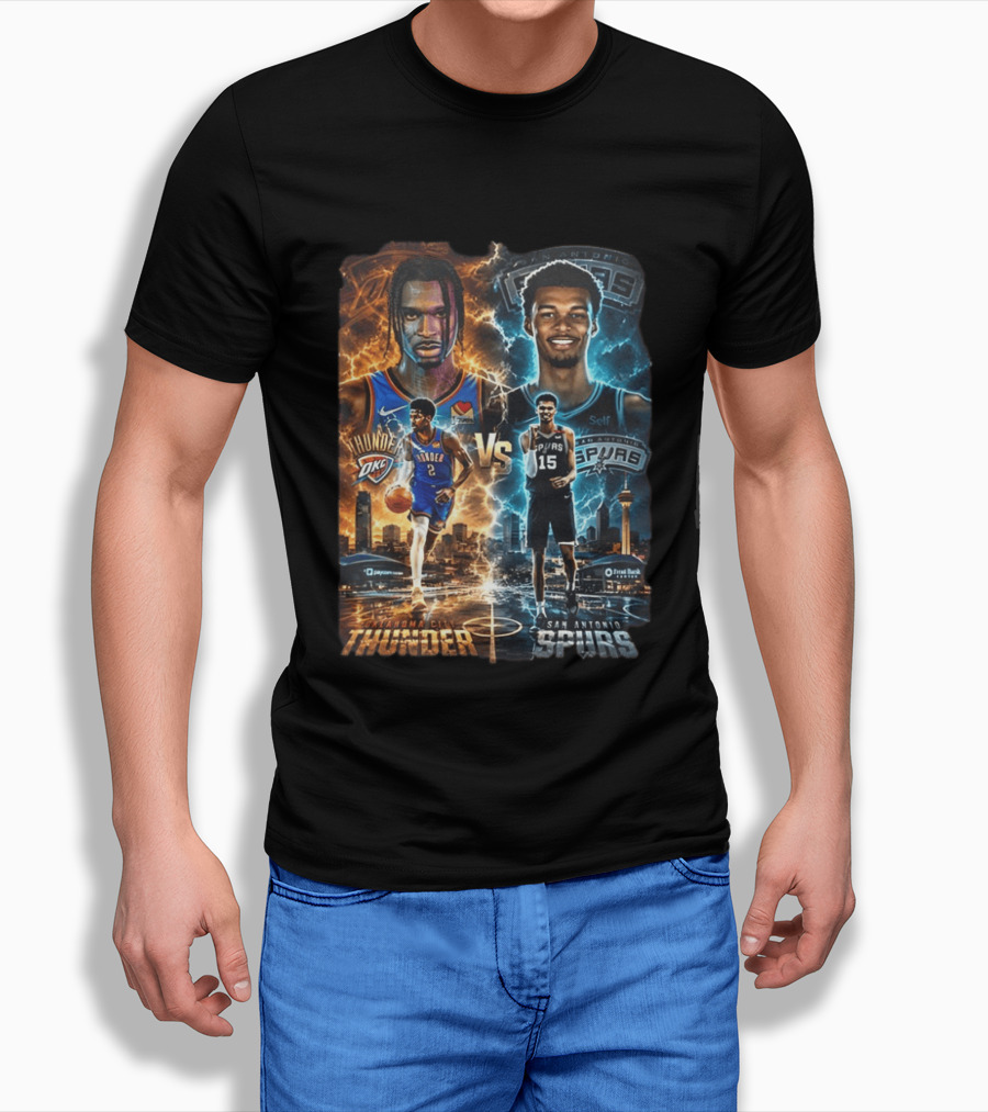Shai Gilgeous Alexander Oklahoma City Thunder Vs Victor Wembanyama San Antonio Spurs NBA Showdown T-Shirt