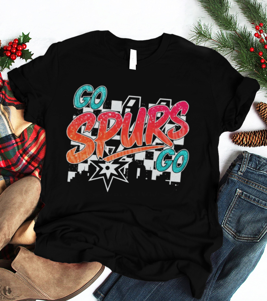 Go Spurs Go San Antonio Spurs Basketball Glitter NBA 2026 Starburst T-Shirt
