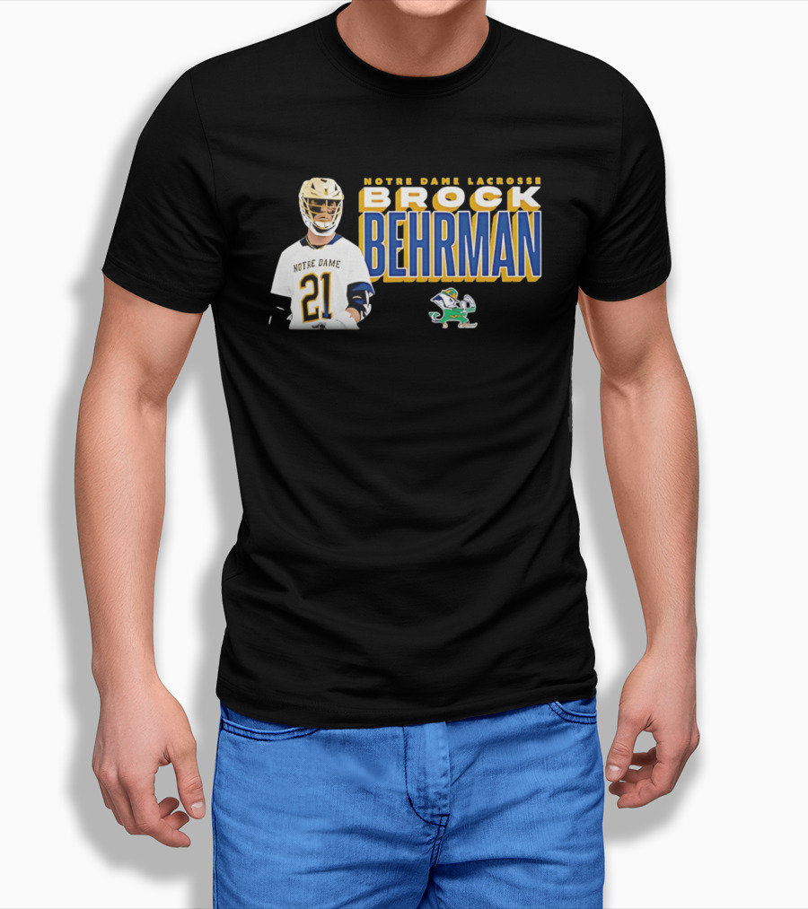 Notre Dame Lacrosse Brock Behrman 21 Fighting Irish T-Shirt