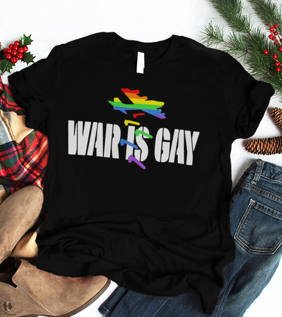 Rainbow Plane War Is Gay T-Shirt
