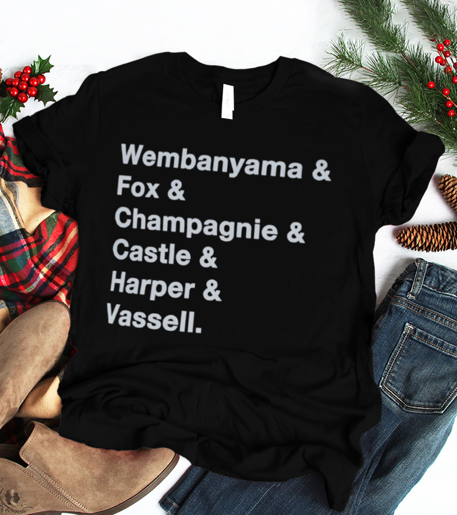 Wembanyama Fox Champagnie Castle Harper Vassell San Antonio Spurs Basketball NBA 2026 T-Shirt