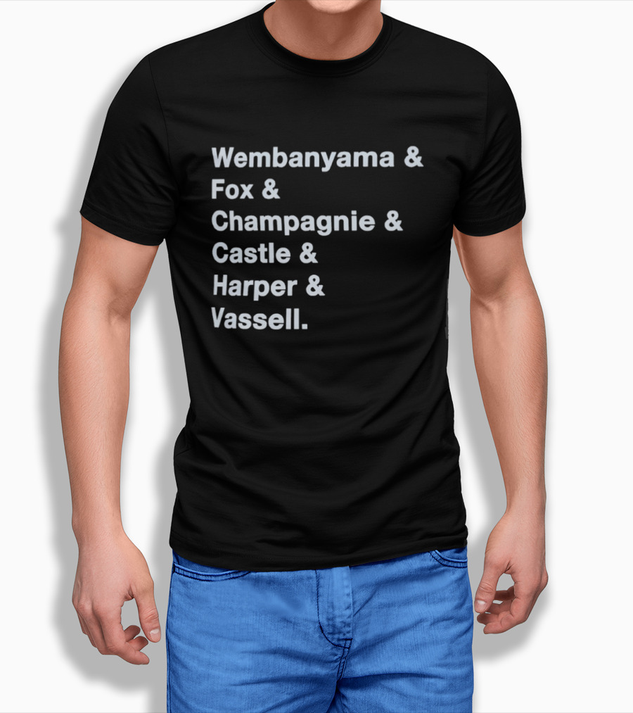 Wembanyama Fox Champagnie Castle Harper Vassell San Antonio Spurs Basketball NBA 2026 T-Shirt